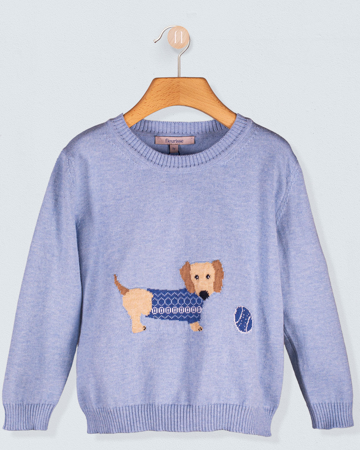Dachshund Sky Blue Cotton Sweater Rome Pant Outfit